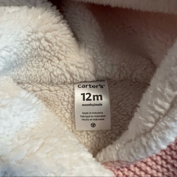 Carter’s Light Pink Girls Knit Button Down Coat Size 12 Months Sherpa Lined - Picture 5 of 5